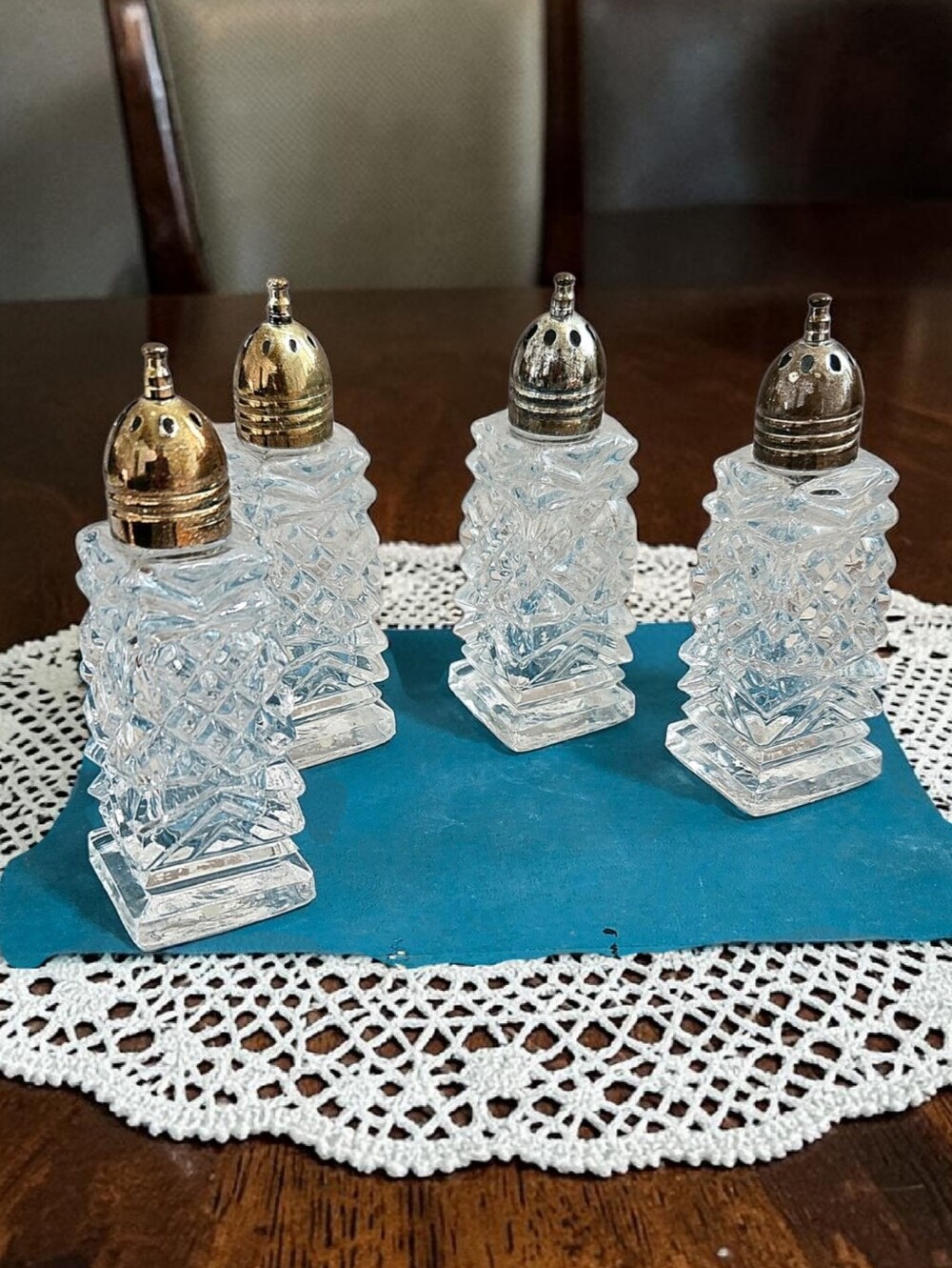 Vintage Glass Salt and Pepper Shakers Elegant Tableware Set